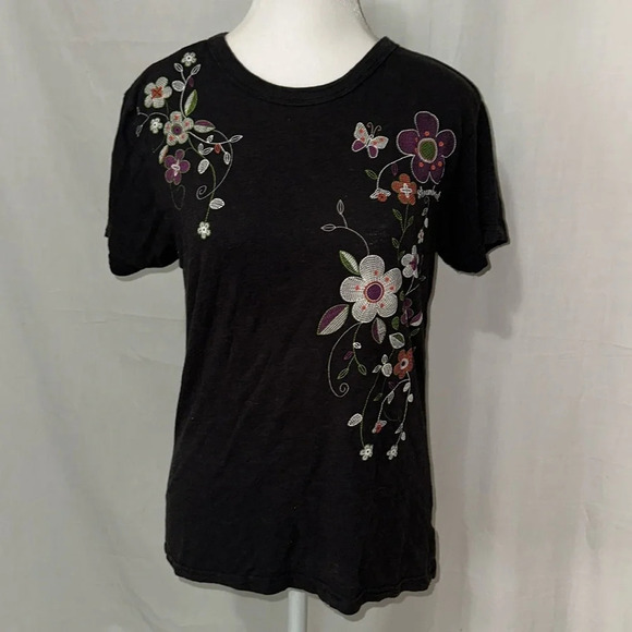 black bamboo blend Green Weekend floral graphic tshirt size medium - Picture 1 of 4